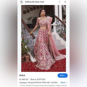 Elegant Pink/red Embroidered Women's Dress. Indian/pakistani Suffusebysanayasir